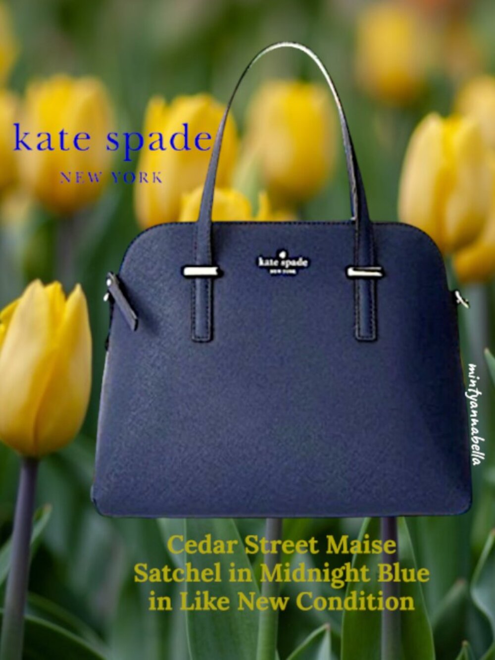 Kate Spade ♠️ Cedar Street Maise Satchel in Midnight Blue